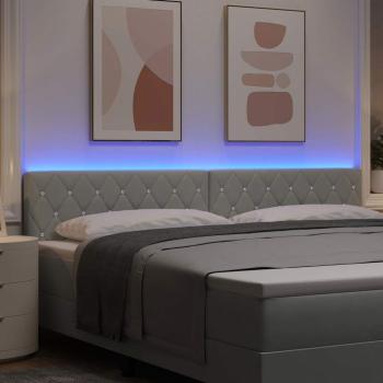 LED Kopfteil mit Kristallknopf-Tufting Hellgrau 100 cm Samt