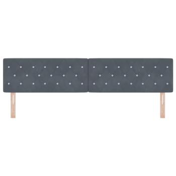 LED Kopfteil Kristallknopf Geplüschtes Dunkelgrau 100 cm Samt