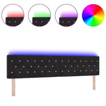 LED Kopfteil mit Kristallknöpfen, Schwarz, 100 cm, Samt