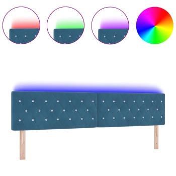 LED Kopfteil Kristallknopf Gepolstert Dunkelblau 100 cm Samt