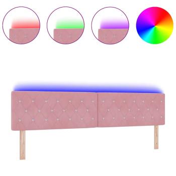 LED Kopfteil Kristallknopf Gepolstert Rosa 100 cm Samt