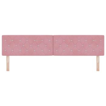 LED Kopfteil Kristallknopf Gepolstert Rosa 100 cm Samt