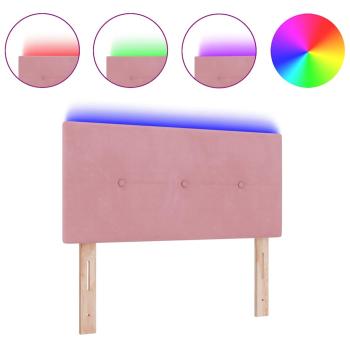 LED Kopfteil mit Knopfheftung Rosa 80 cm Samt