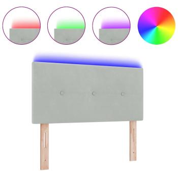 LED Kopfteil mit Knopfheftung Hellgrau 90 cm Samt