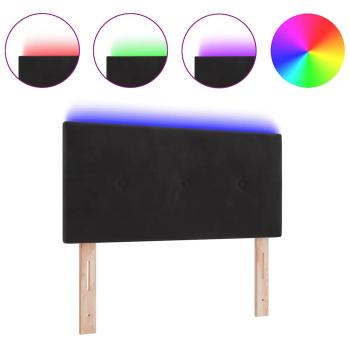 LED Kopfteil mit Knopfheftung Schwarz 100 cm Samt