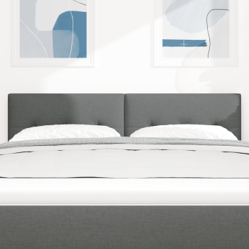 LED Kopfteil mit LED-Lichtleisten Dunkelgrau 144 cm Stoff