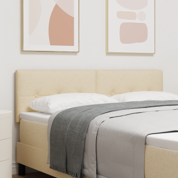 LED Kopfteil mit LED-Lichtleisten Creme 144 cm Stoff