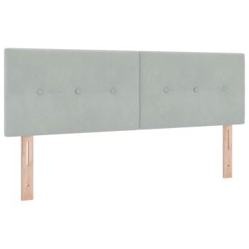 LED Kopfteil mit Knopfheftung Hellgrau 72 cm Samt