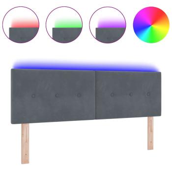 LED Kopfteil mit Knopfheftung Dunkelgrau 72 cm Samt