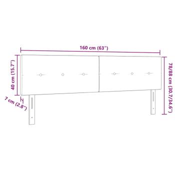 LED Kopfteil mit Knopfheftung Hellgrau 80 cm Stoff