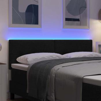 LED Kopfteil mit Knopfheftung Schwarz 80 cm Stoff
