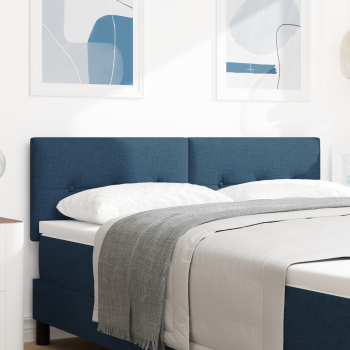 LED Kopfteil mit LED-Lichtleisten Blau 160 cm Stoff