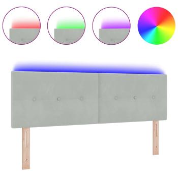 LED Kopfteil mit Knopfheftung Hellgrau 80 cm Samt