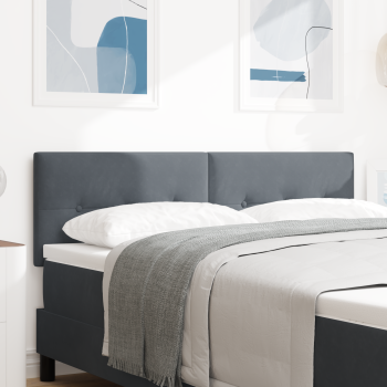 LED Kopfteil mit LED-Lichtleisten Grau 160 cm Samt