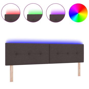 LED Kopfteil mit Knopfheftung Dunkelbraun 90 cm Stoff