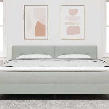 LED Kopfteil mit Knopfheftung Hellgrau 90 cm Samt