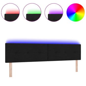 LED Kopfteil mit Knopfheftung Schwarz 100 cm Stoff