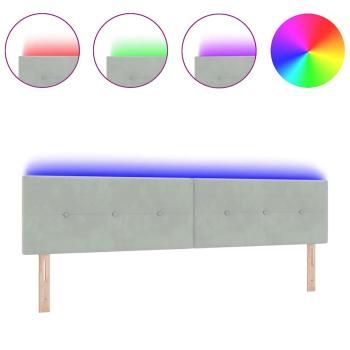 LED Kopfteil mit Knopfheftung Hellgrau 100 cm Samt