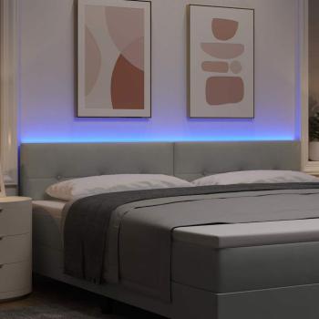 LED Kopfteil mit Knopfheftung Hellgrau 100 cm Samt