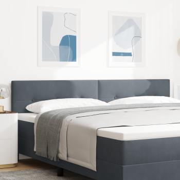 LED Kopfteil mit LED-Lichtleisten Grau 200 cm Samt