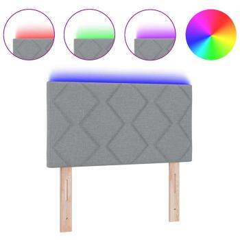 LED Kopfteil Rautenmuster Hellgrau 80 cm Stoff