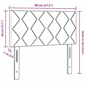 LED Kopfteil Rautenmuster Hellgrau 80 cm Stoff