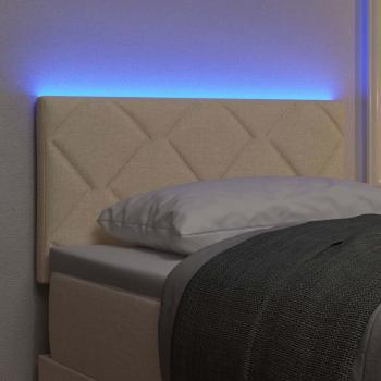 LED Kopfteil Rautenmuster Creme 80 cm Stoff