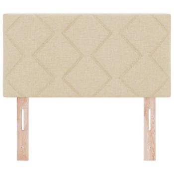 LED Kopfteil Rautenmuster Creme 80 cm Stoff