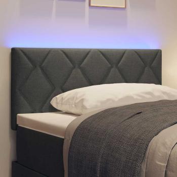 LED Kopfteil Rautenmuster Dunkelgrau 90 cm Stoff
