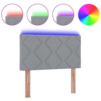 LED Kopfteil Rautenmuster Hellgrau 100 cm Stoff