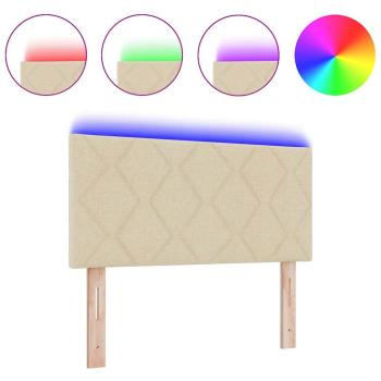 LED Kopfteil Rautenmuster Creme 100 cm Stoff