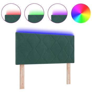 LED Kopfteil mit Diamantblockdesign Dunkelgrün 100 cm Samt