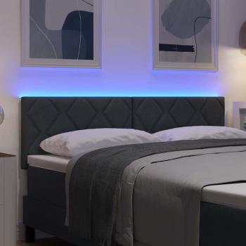 LED Kopfteil Rautenmuster Dunkelgrau 144 cm Stoff