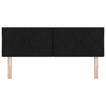 LED Kopfteil Rautenmuster Schwarz 144 cm Stoff
