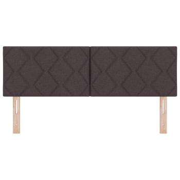 LED Kopfteil Rautenmuster Dunkelbraun 144 cm Stoff