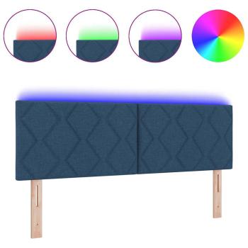 LED Kopfteil Rautenmuster Blau 144 cm Stoff