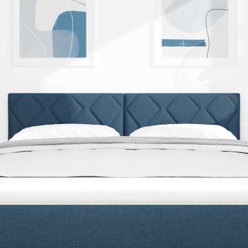 LED Kopfteil Rautenmuster Blau 144 cm Stoff