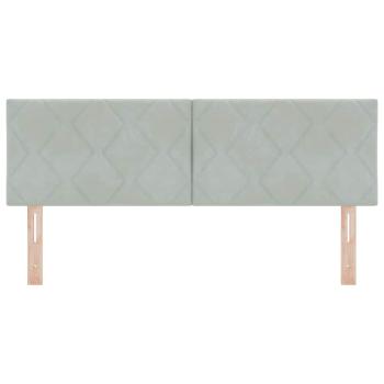 LED Kopfteil mit Diamantblockdesign Hellgrau 144 cm Velours
