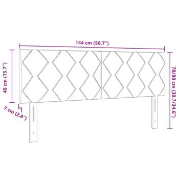 LED Kopfteil mit Diamantblockdesign Hellgrau 144 cm Velours