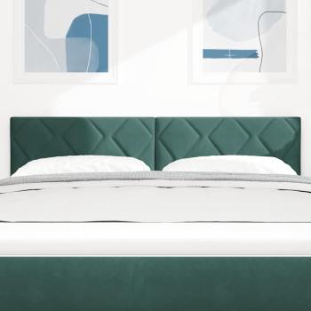LED Kopfteil Diamant Block Design Dunkelgrün 144 cm Samt