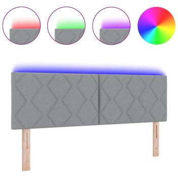 LED Kopfteil Rautenmuster Hellgrau 160 cm Stoff