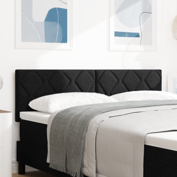 LED Kopfteil Rautenmuster Schwarz 160 cm Stoff