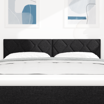 LED Kopfteil Rautenmuster Schwarz 160 cm Stoff