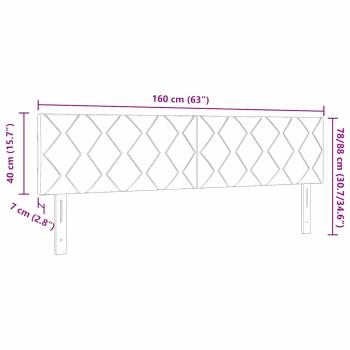 LED Kopfteil Rautenmuster Schwarz 160 cm Stoff