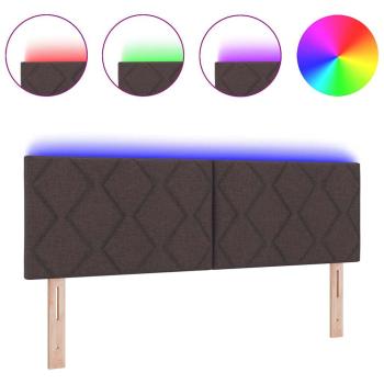 LED Kopfteil Rautenmuster Dunkelbraun 160 cm Stoff