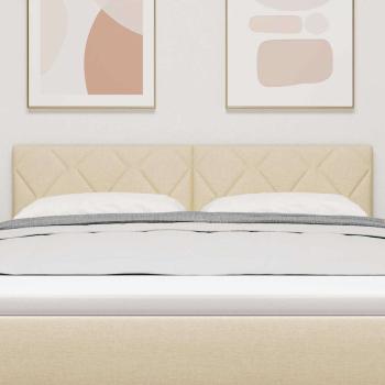 LED Kopfteil Rautenmuster Creme 160 cm Stoff