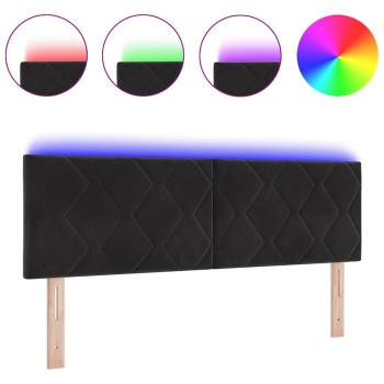 LED Kopfteil Diamantblock Design Schwarz 160 cm Samt