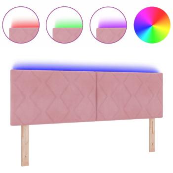 LED Kopfteil Diamantblockmuster Rosa 160 cm Samt