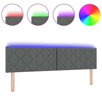 LED Kopfteil Rautenmuster Dunkelgrau 180 cm Stoff