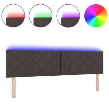 LED Kopfteil Rautenmuster Dunkelbraun 180 cm Stoff